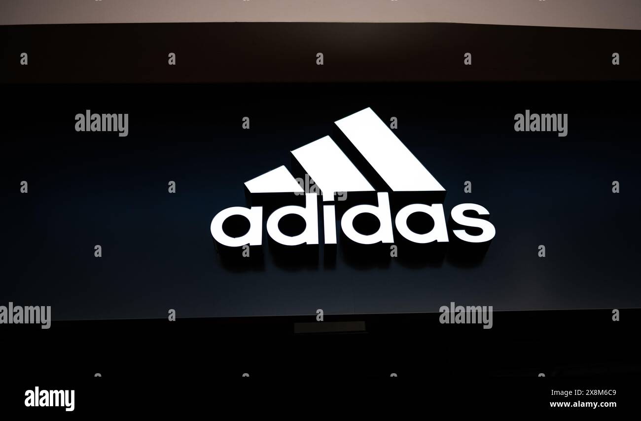 Poznan, Poland - 07 July 2023: Adidas Logo Sign Hangs Above Store Stock ...