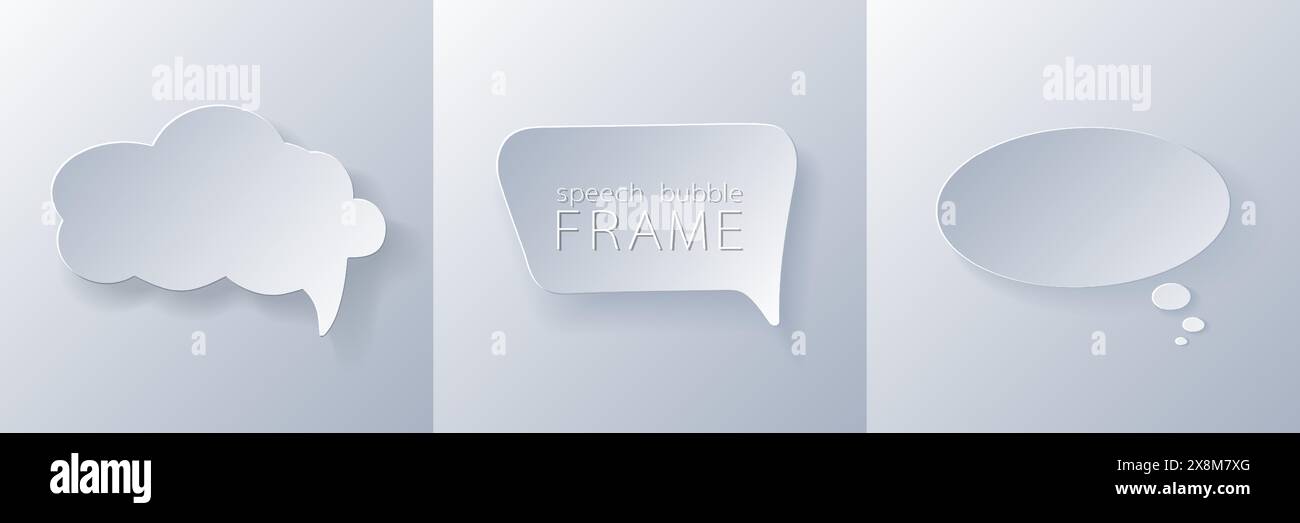 Papercut Grey White Speech Bubbles Stock Vector