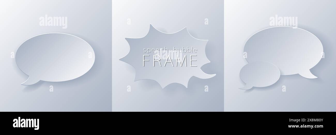 Papercut Grey White Speech Bubbles Stock Vector Image & Art - Alamy
