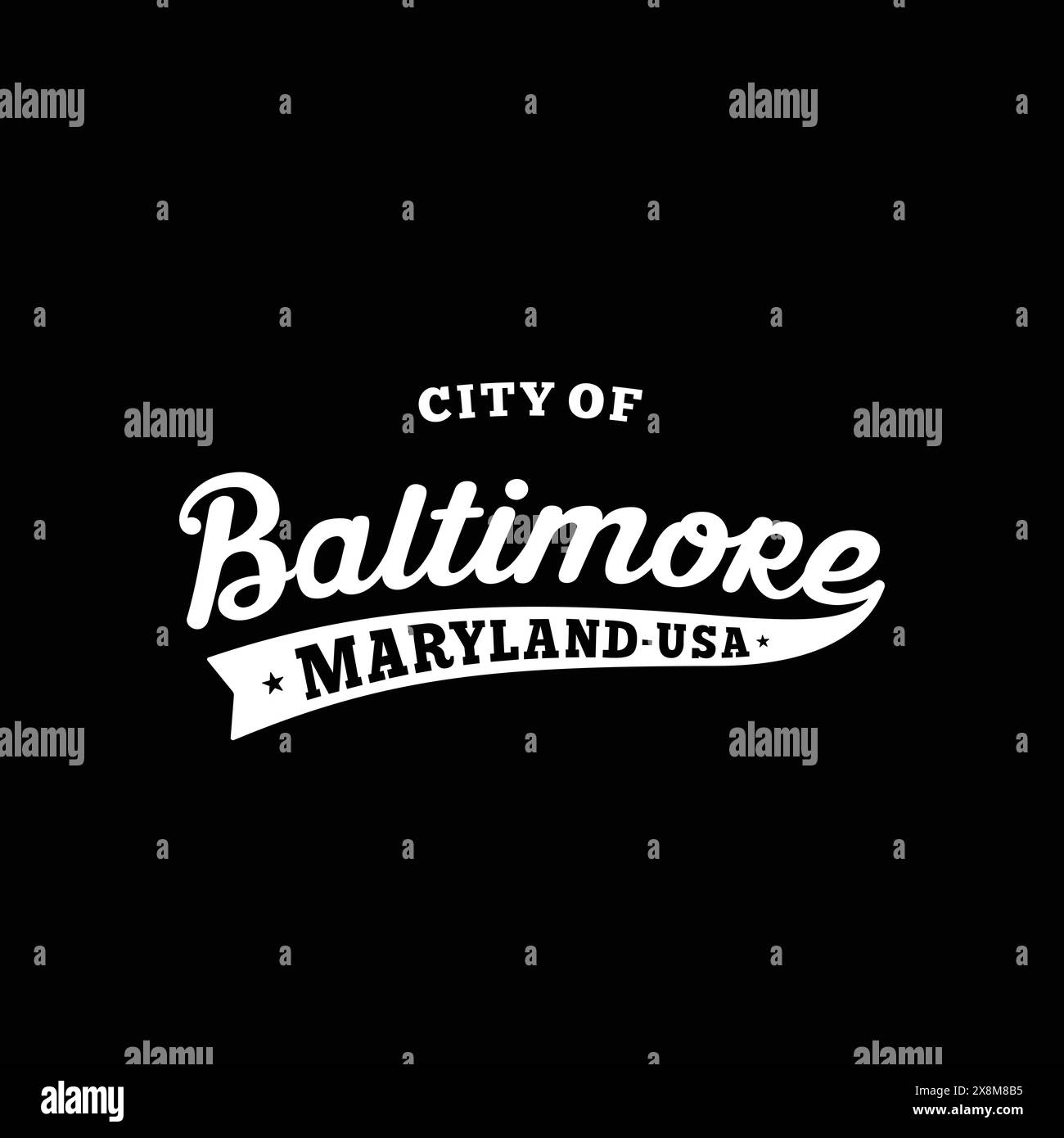 City of Baltimore lettering design. Baltimore, Maryland typography