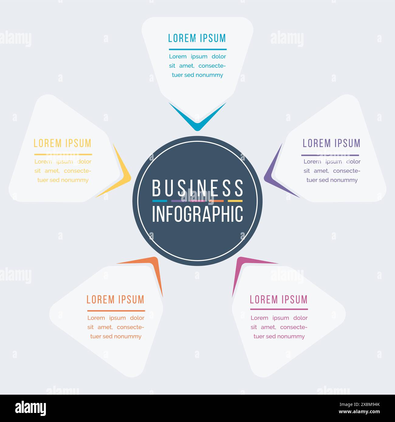 5 Steps Infographic business design 5 objects, elements or options ...