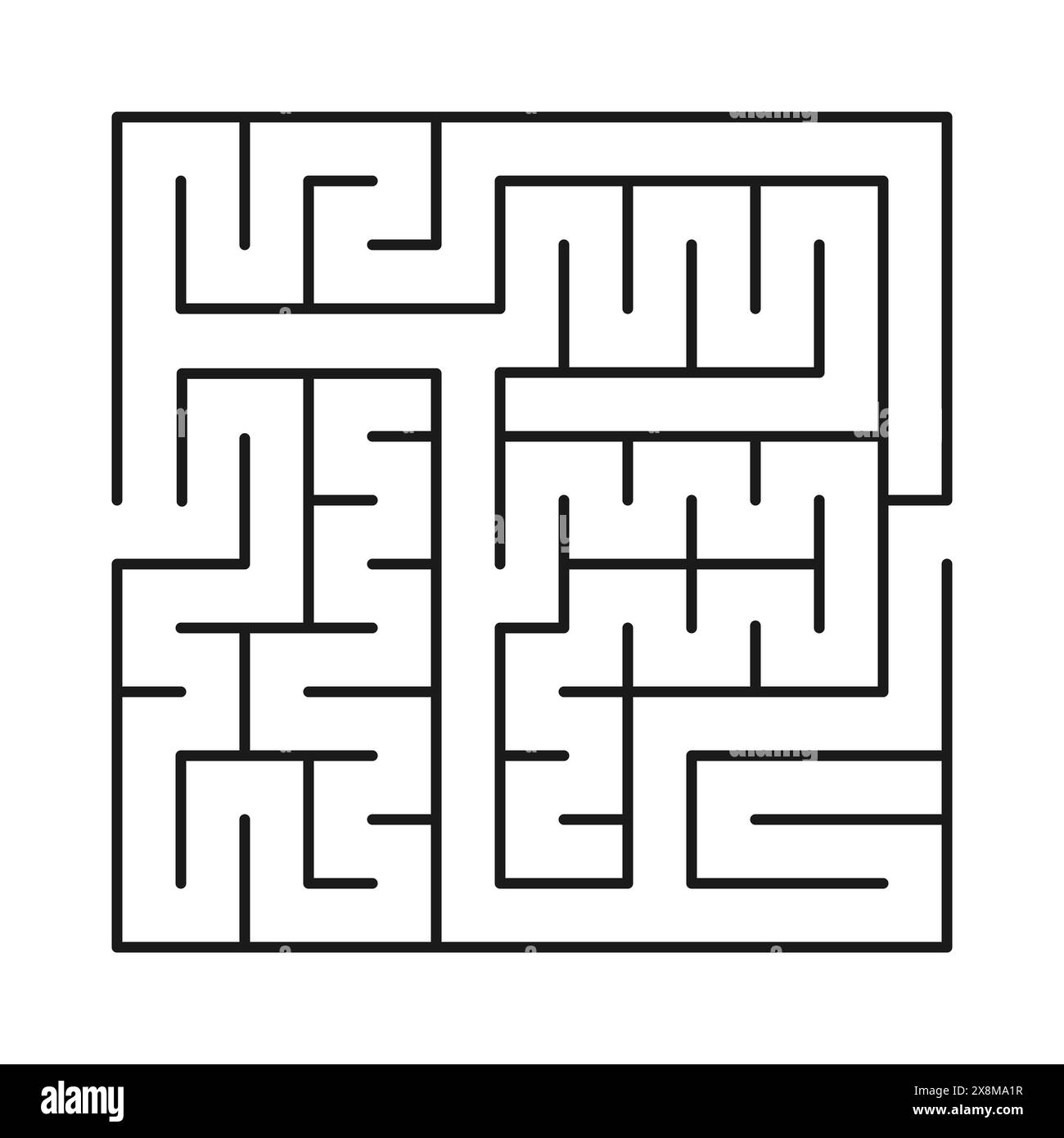 Square labyrinth. Dark abstract maze labyrinth isolated on white background. Game for kids. Vector illustration. Stock Vector