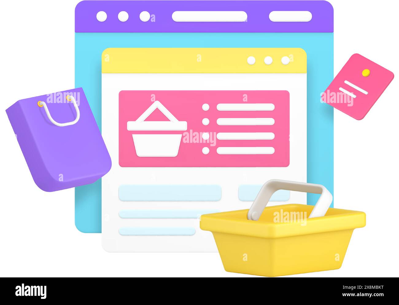 Online shopping marketplace website browser order purchase 3d icon ...