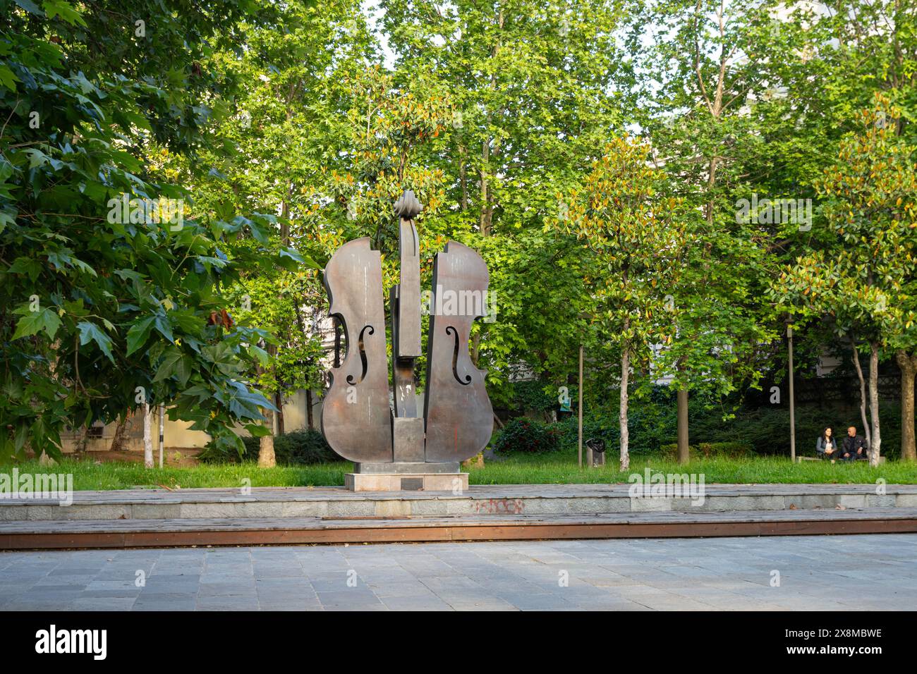Bucharest, Romania. May 23, 2024. the Fantana Vioara Sparta monument in the square of the same name in the city centre Stock Photo