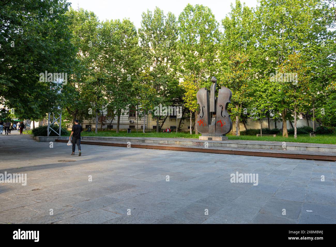 Bucharest, Romania. May 23, 2024. the Fantana Vioara Sparta monument in the square of the same name in the city centre Stock Photo