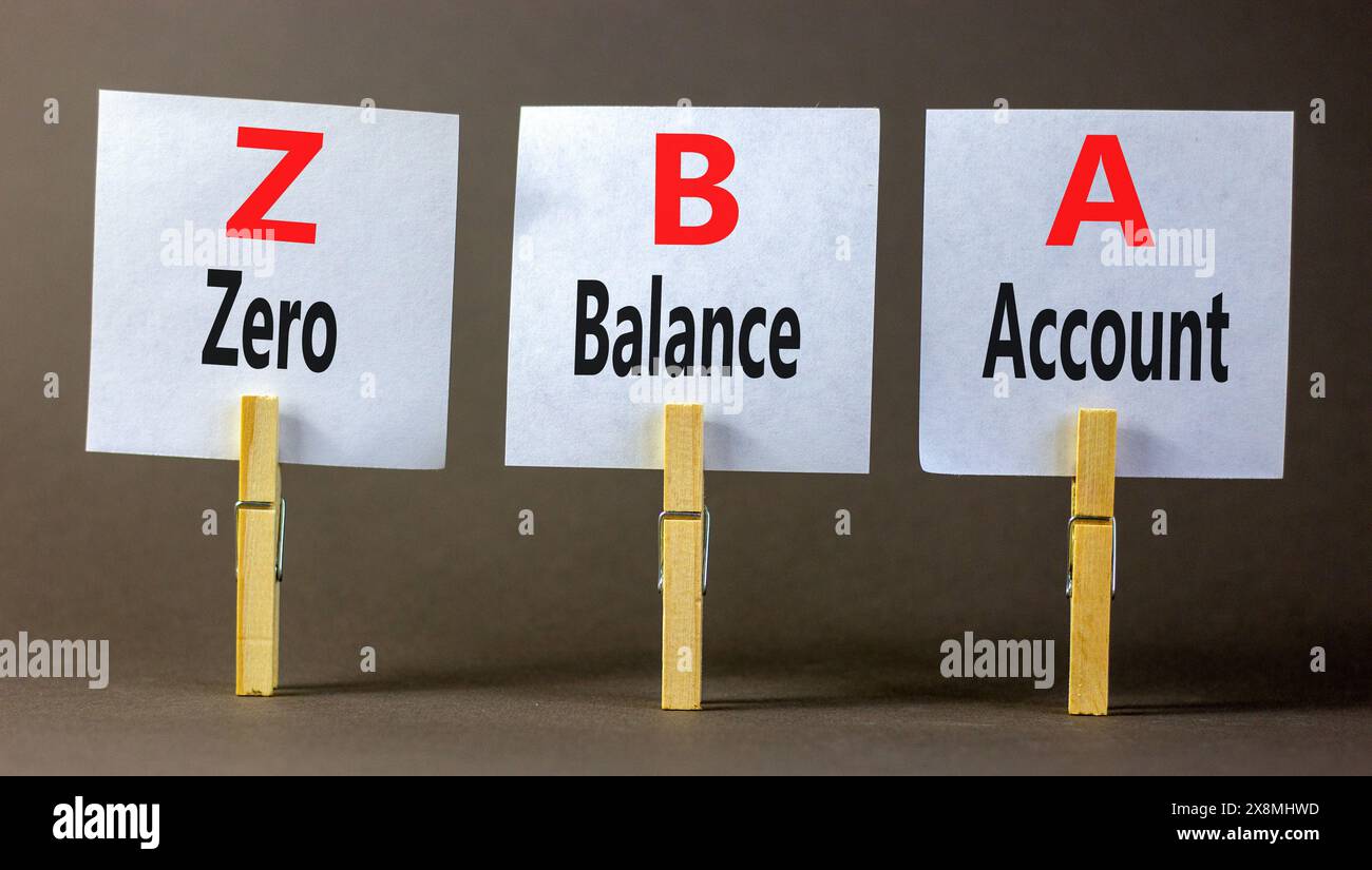 Zba Icon ZBA zero balance account symbol. Concept words ZBA zero balance account ...