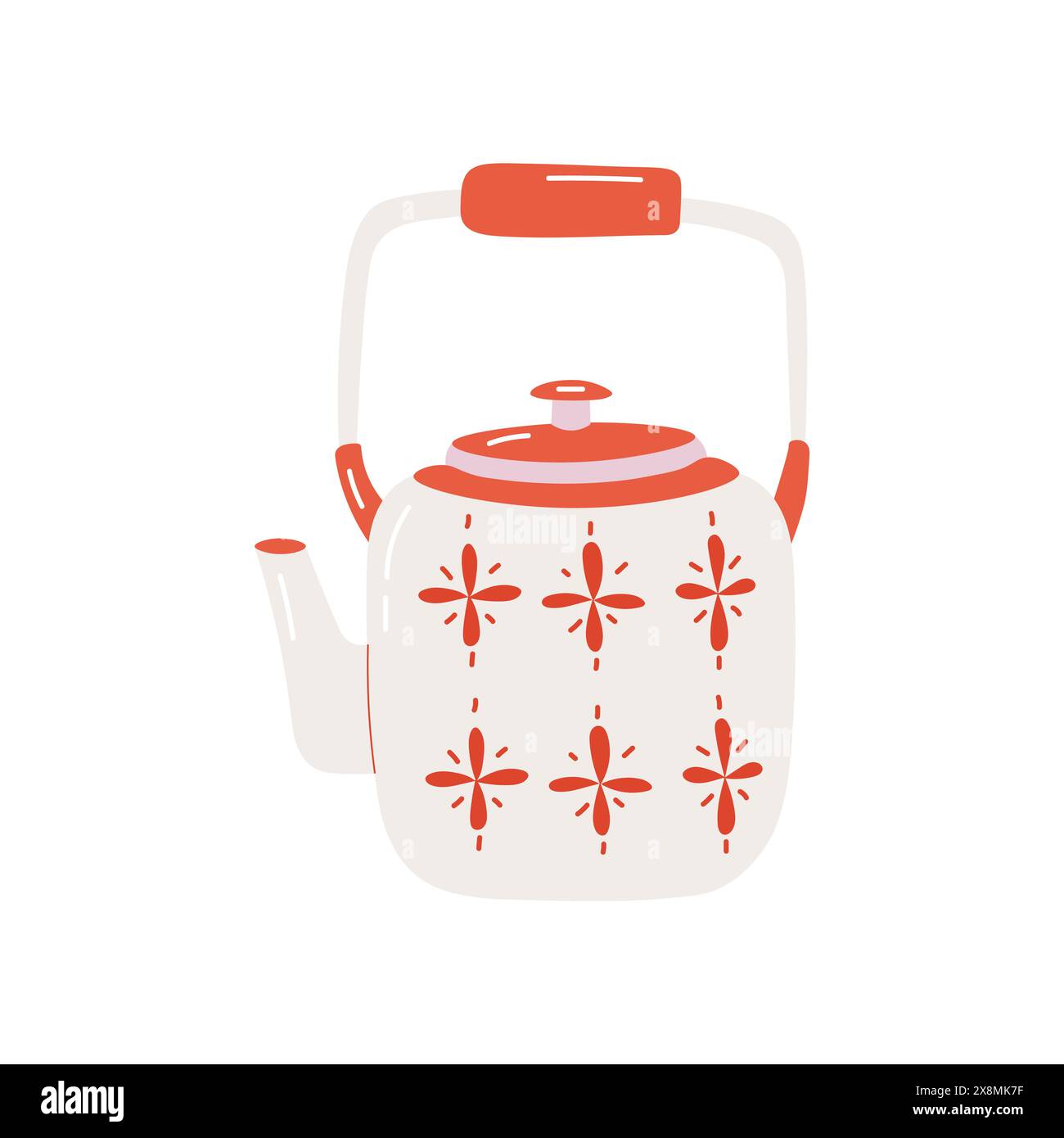 Beige teapot on white background. Stock Vector