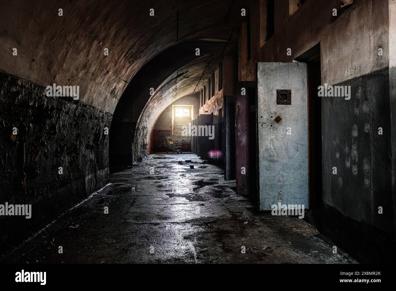 Old dark creepy abandoned prison castle Stock Photo - Alamy