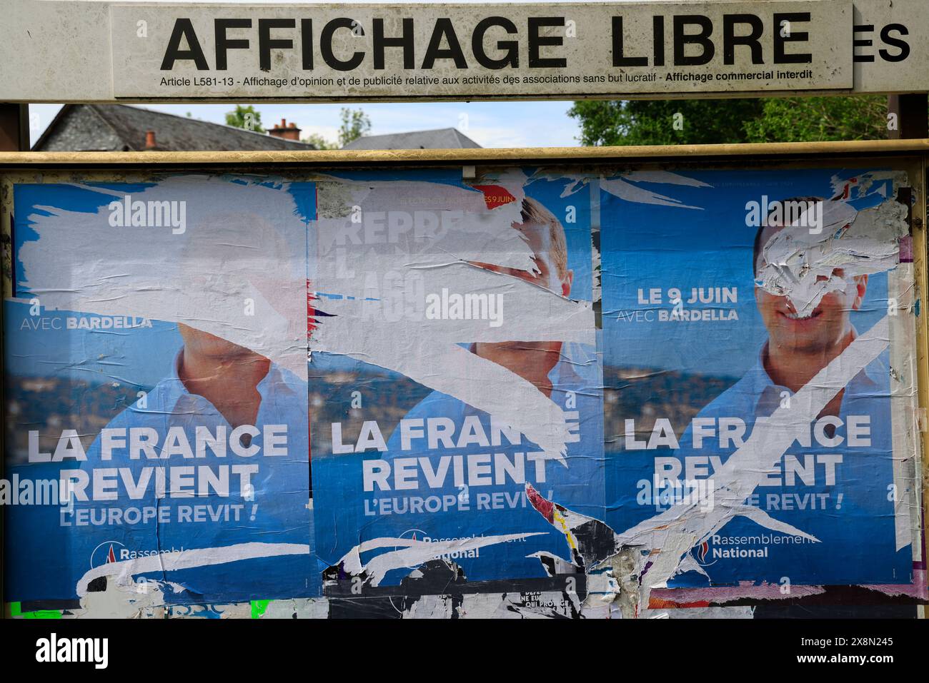 Election poster of Jordan Bardella French MEP, head of the Rassemblement National list for the 2024 European elections. European elections, France, Eu Stock Photo