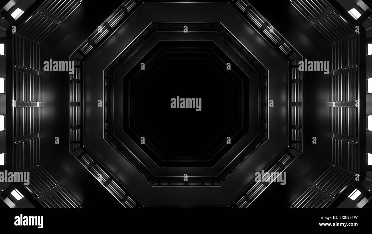 Movement in geometric 3d spaceship tunnel. Design. Geometric 3D tunnel ...