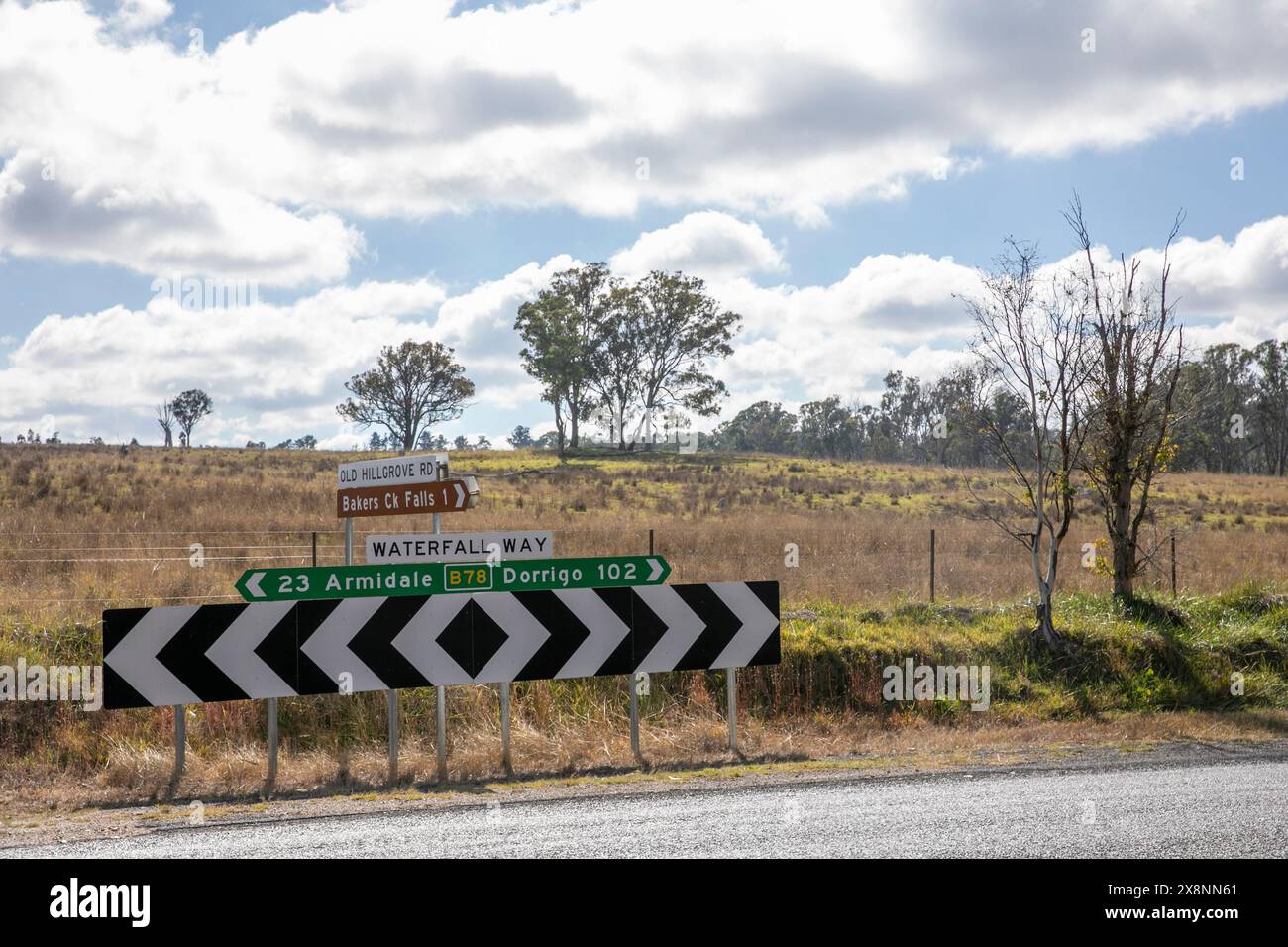 Waterfall Way road between Coffs Harbour and Armidale, road sign giving