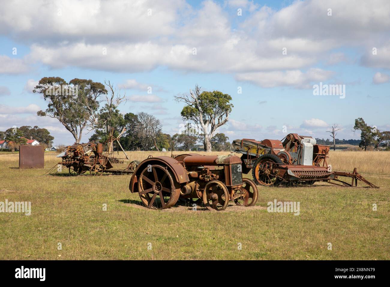 Rusting rusted agricultural farm equipment on farmers land near Dangars ...