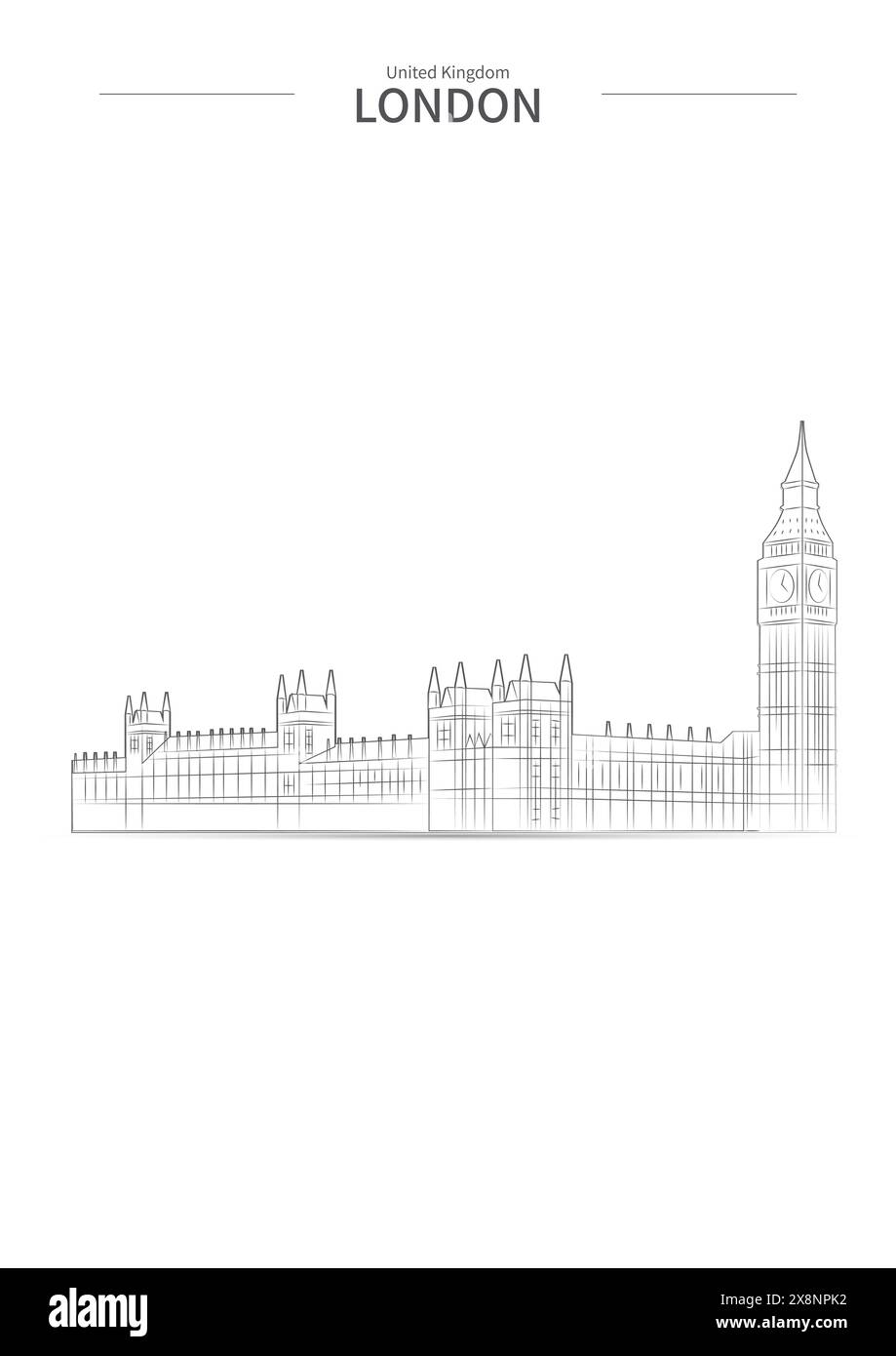 London cityscape line drawing vector. city scape sketch. sketch style landmark illustration. Stock Vector