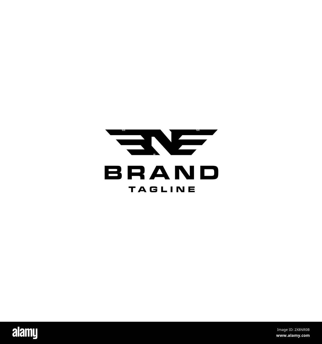 Bold Letter N with Wings Logo Design. Letter N with Wings Logo Design. Stock Vector