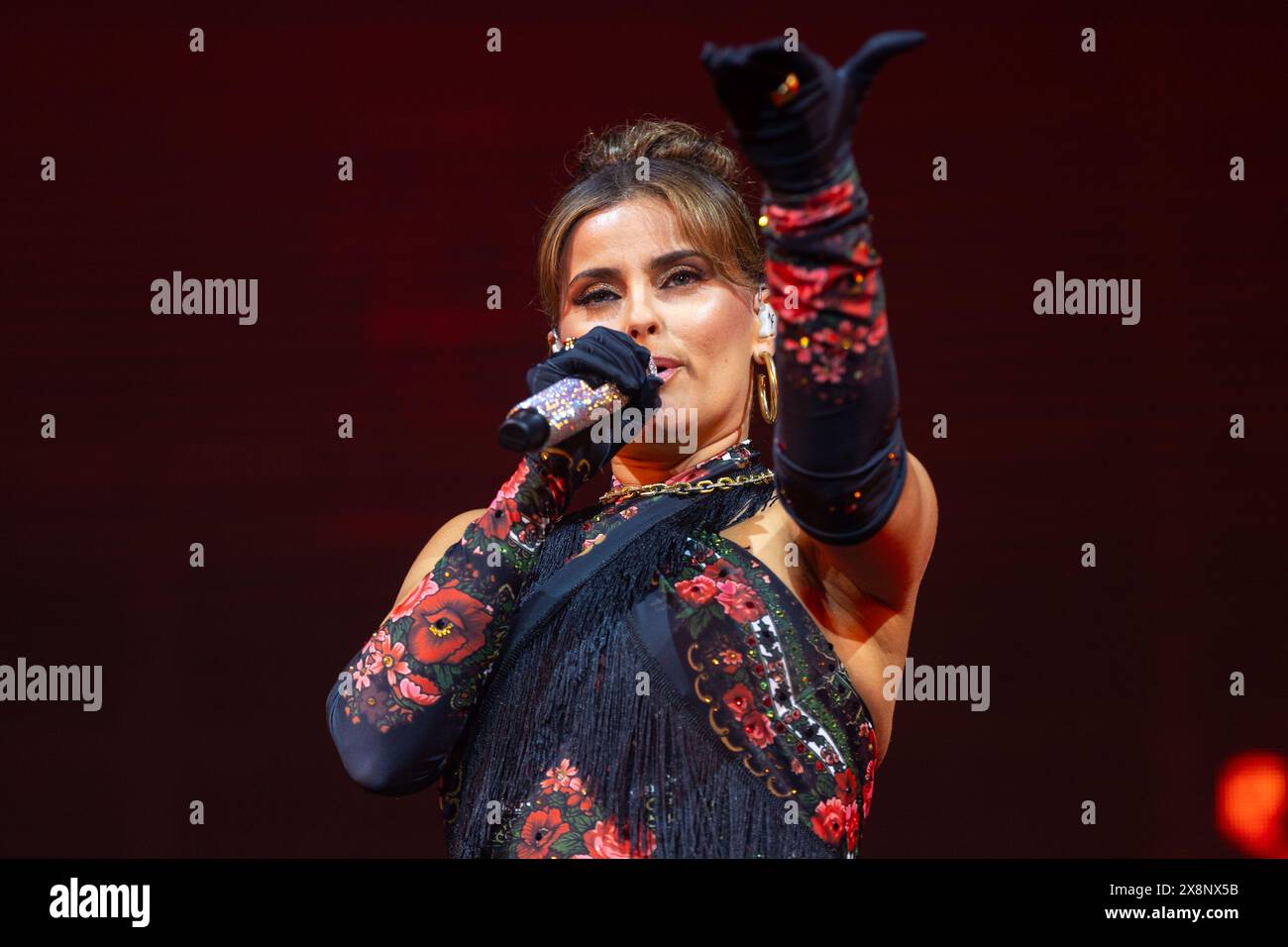 Canadian singer and songwriter, Nelly Furtado, performs live on stage ...