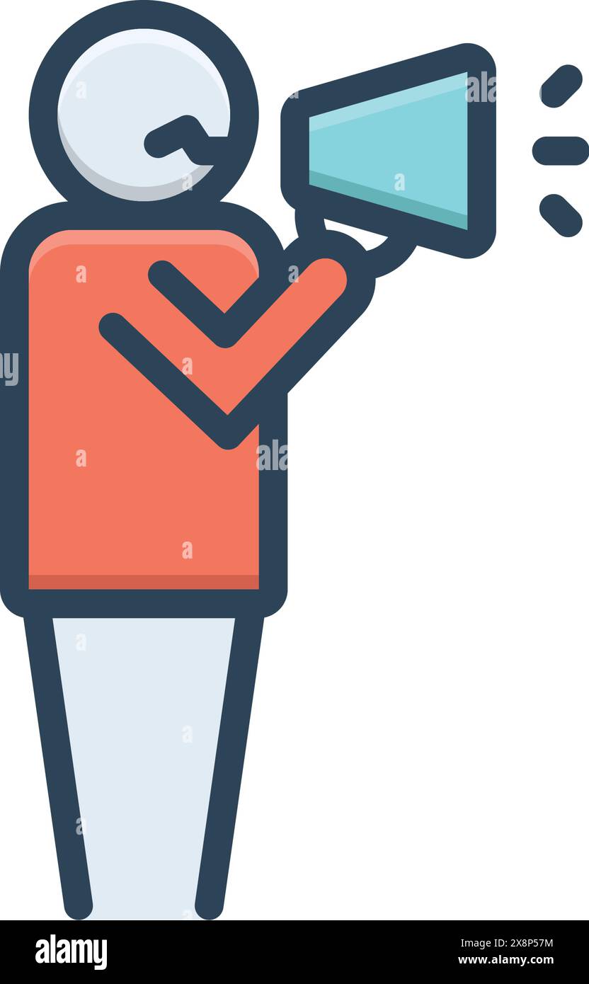 Icon for man talking by a speaker ,megaphone Stock Vector