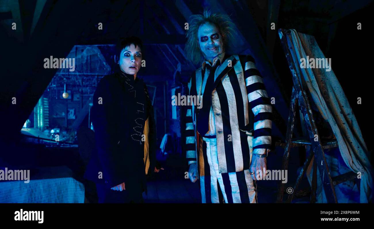 Beetlejuice Beetlejuice movie sequel Michael Keaton Winona Ryder Stock Photo