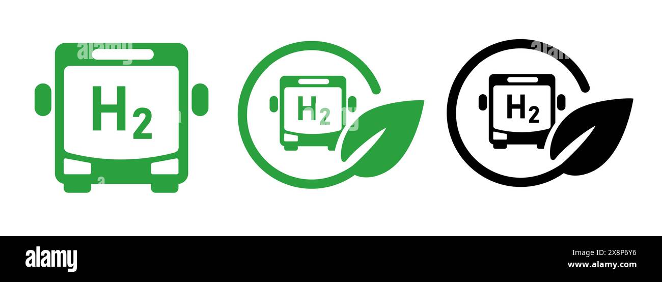 hydrogen bus renewable public transportation clean energy vehicle icon ...
