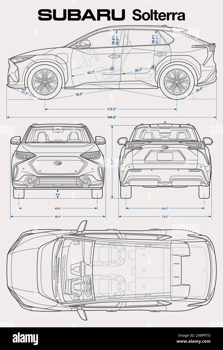 Subaru Solterra 2024 Car Blueprint Stock Vector Image & Art Alamy