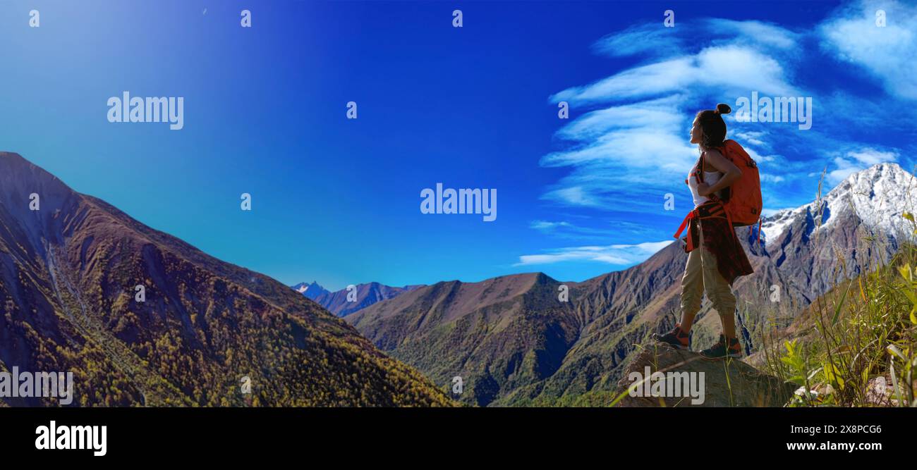 Successful female hiker in hi-res stock photography and images - Alamy