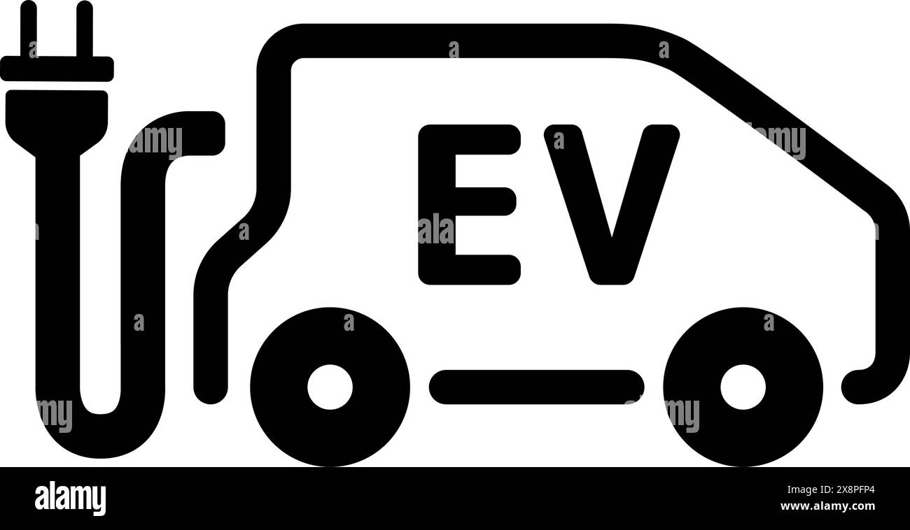 Vector icon illustration with ecology theme (EV motif) Stock Vector