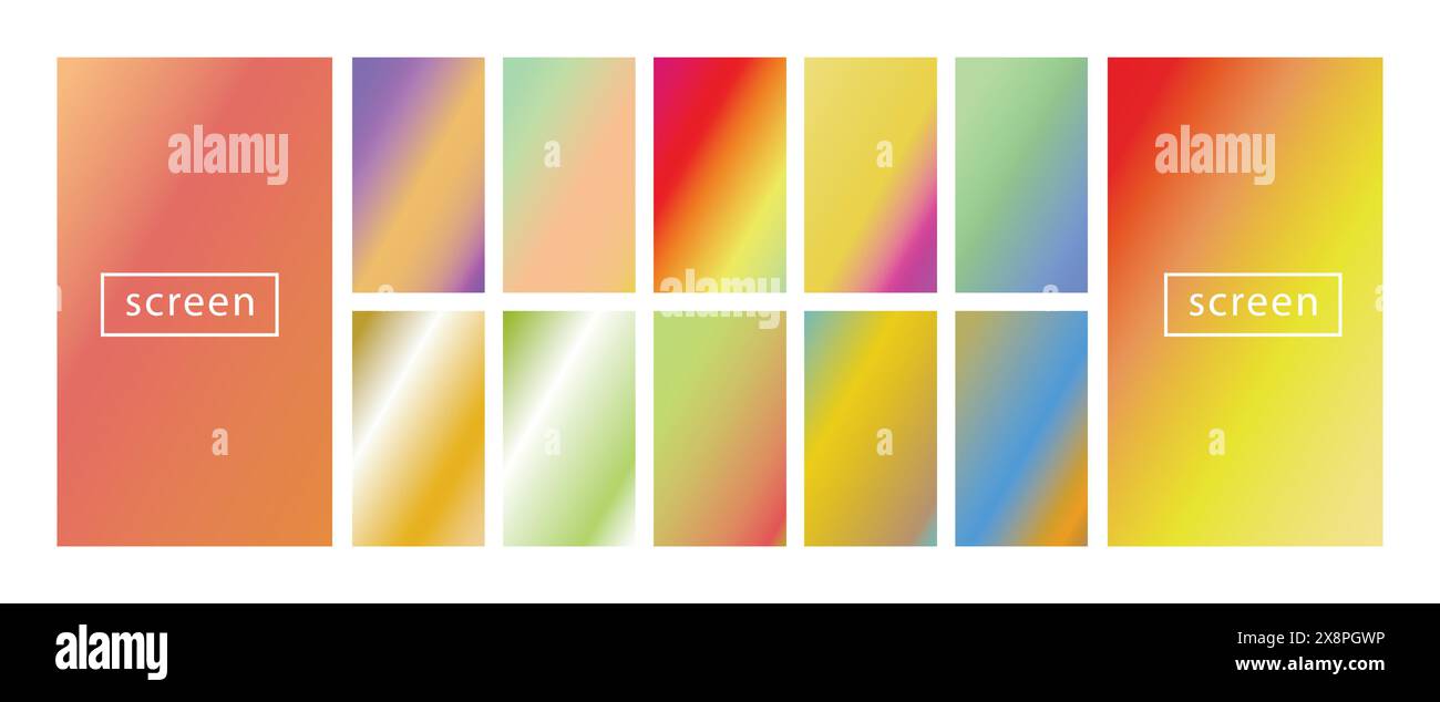 Mobile screen lock display collection of colorful backgrounds in trendy ...