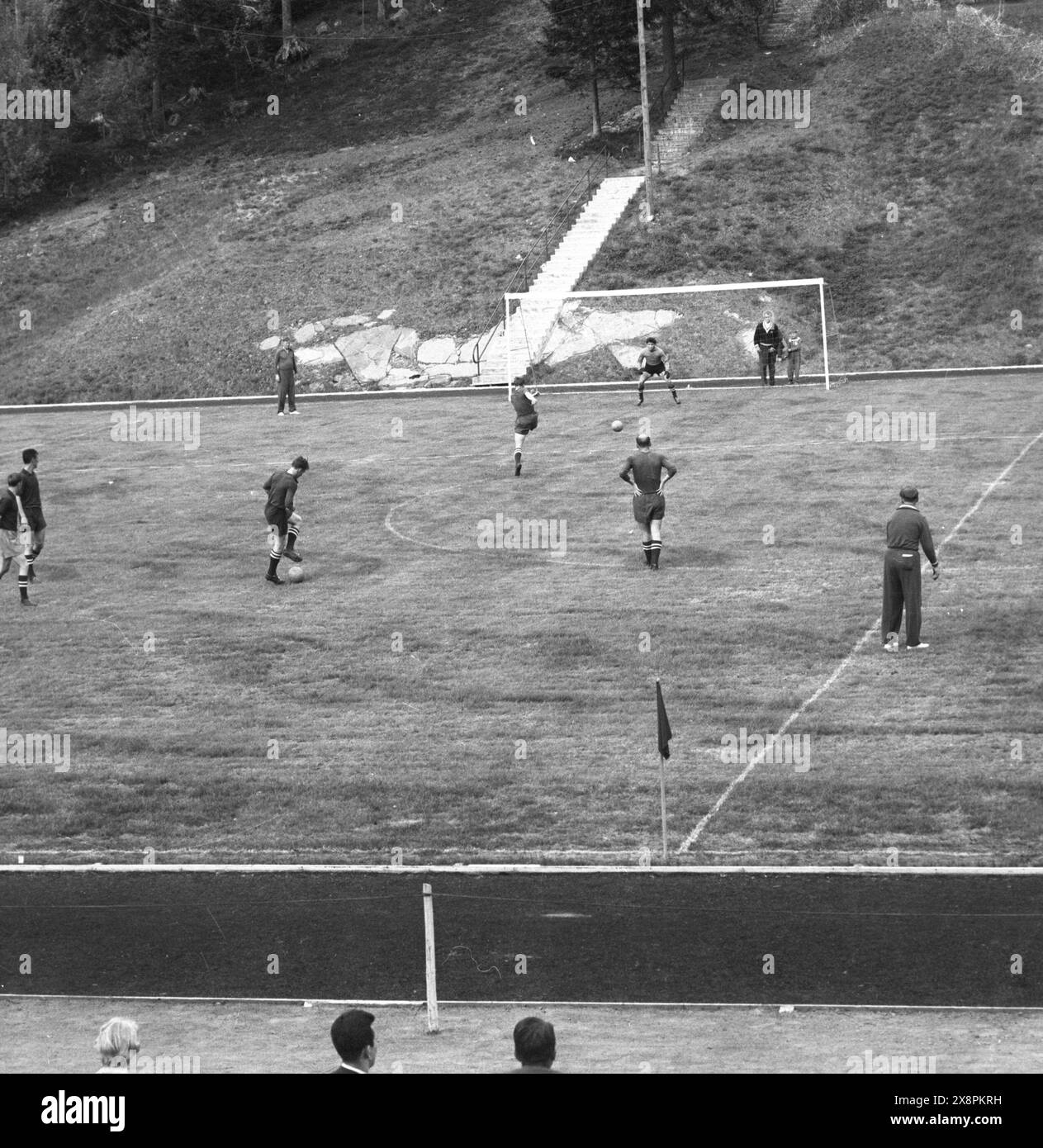 The Soviet national football team trains in Hindås, Sweden, in June ...