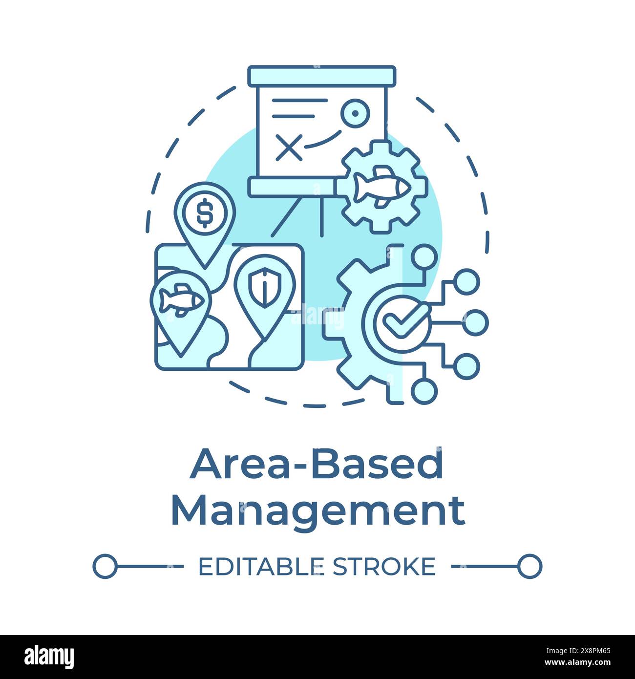 Area-based management soft blue concept icon Stock Vector