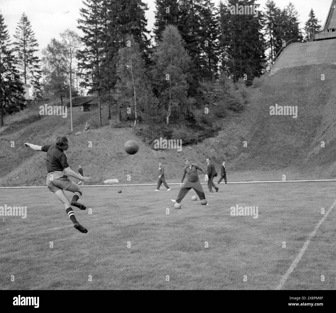 The Soviet national football team trains in Hindås, Sweden, in June