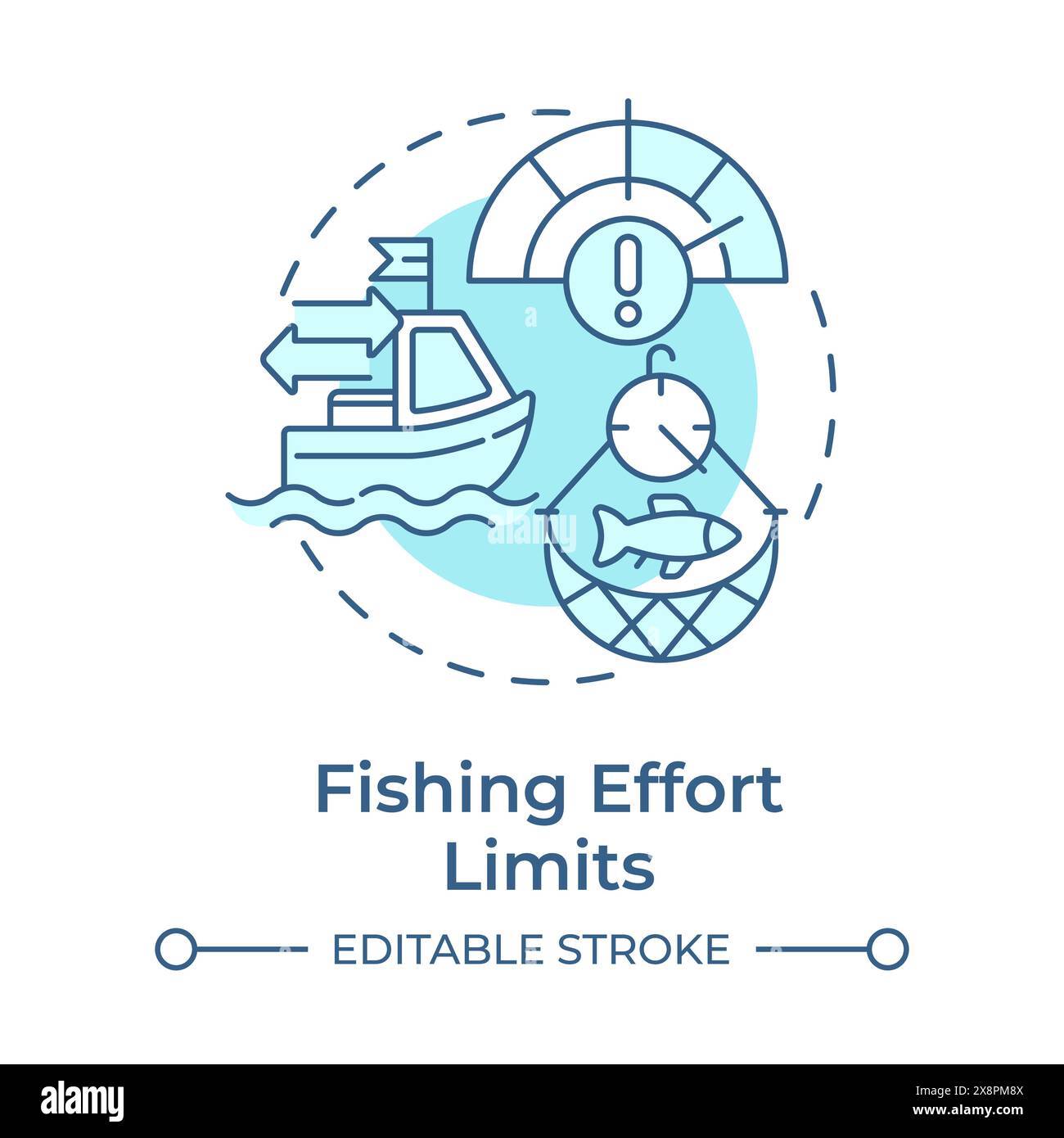 Fishing effort limits soft blue concept icon Stock Vector