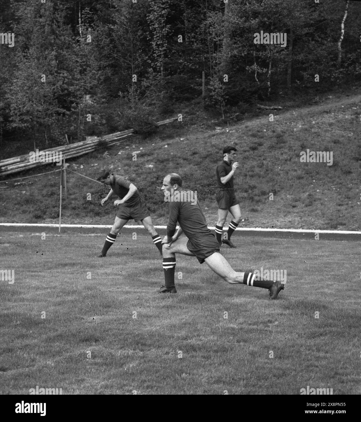 The Soviet national football team trains in Hindås, Sweden, in June ...