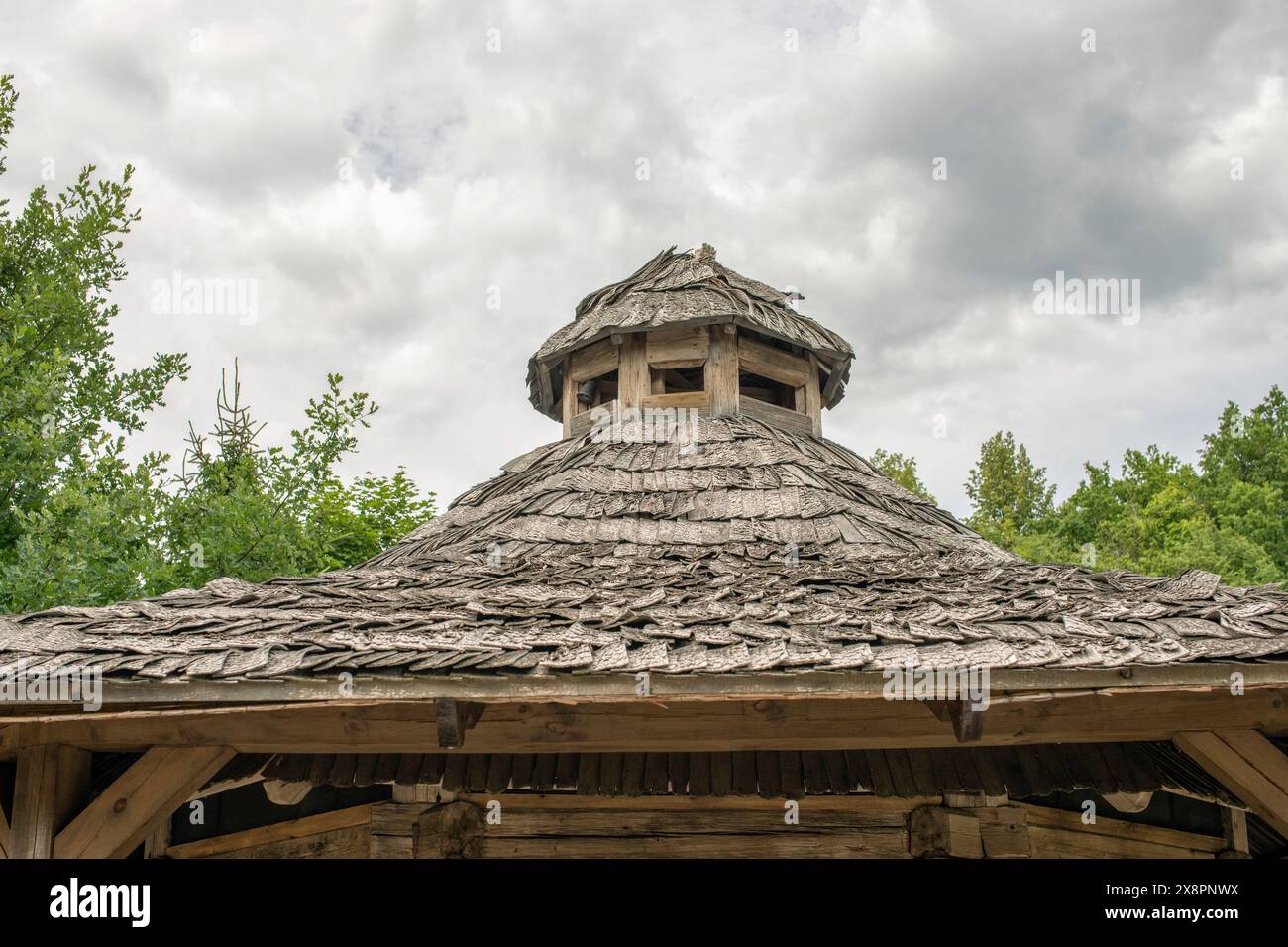 ancient style barn with wooden lath roof in Lithuania Stock Photo - Alamy