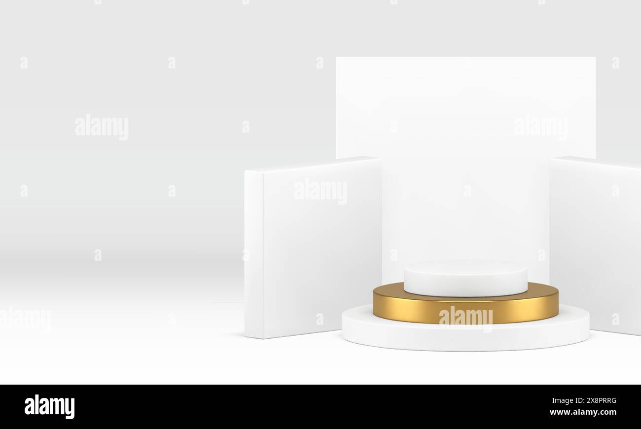 White luxury geometric 3d podium pedestal mock up for cosmetic product ...