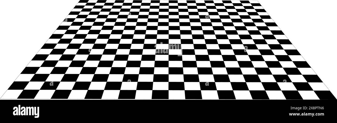 Empty checkerboard in perspective. Tiled mosaic floor. Sloped ...