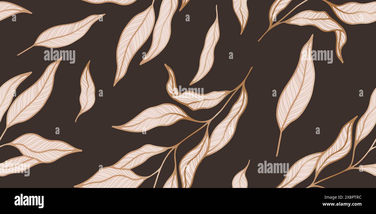 Seamless loopable pattern with hand drawn leaves and branches Stock ...