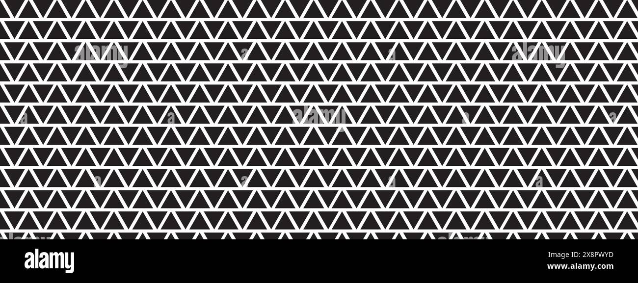 Perforated or corrugated surface with triangular holes. Repeating black triangles on white background. Pegboard, radiator or speaker grid texture Stock Vector