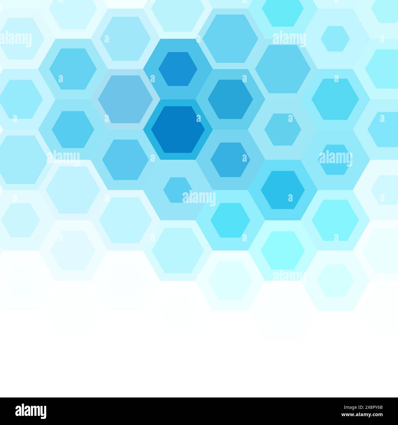 A vibrant hexagonal pattern in blue color, displayed on a clean white background. Stock Vector