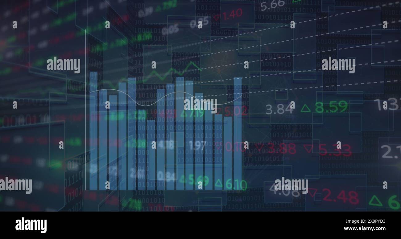 Image of financial data processing over statistics Stock Photo