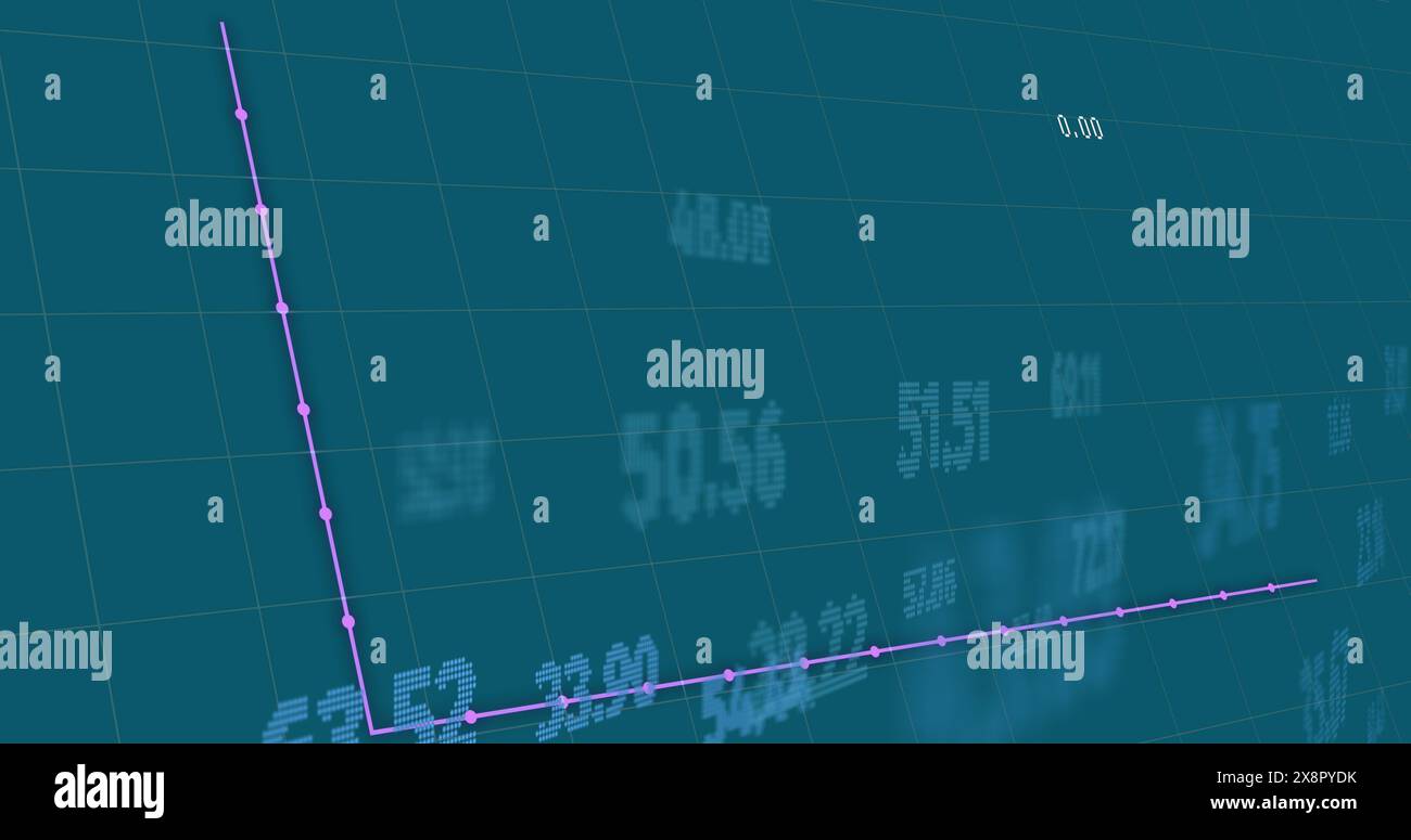 Image of financial data processing over blue background Stock Photo