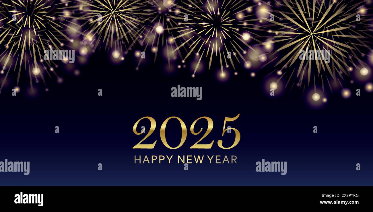 happy new year 2025 golden firework on night background greeting card ...