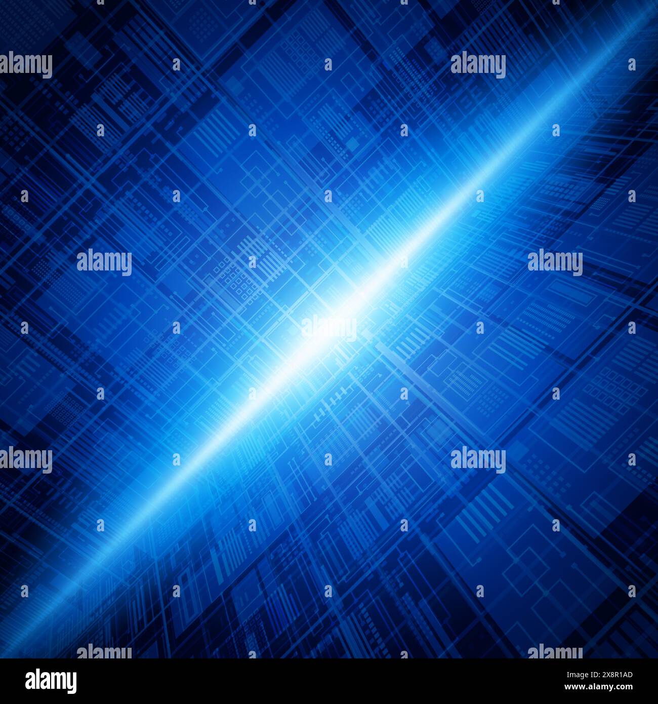A close-up view of a circuit-like digital pattern in varying shades of ...
