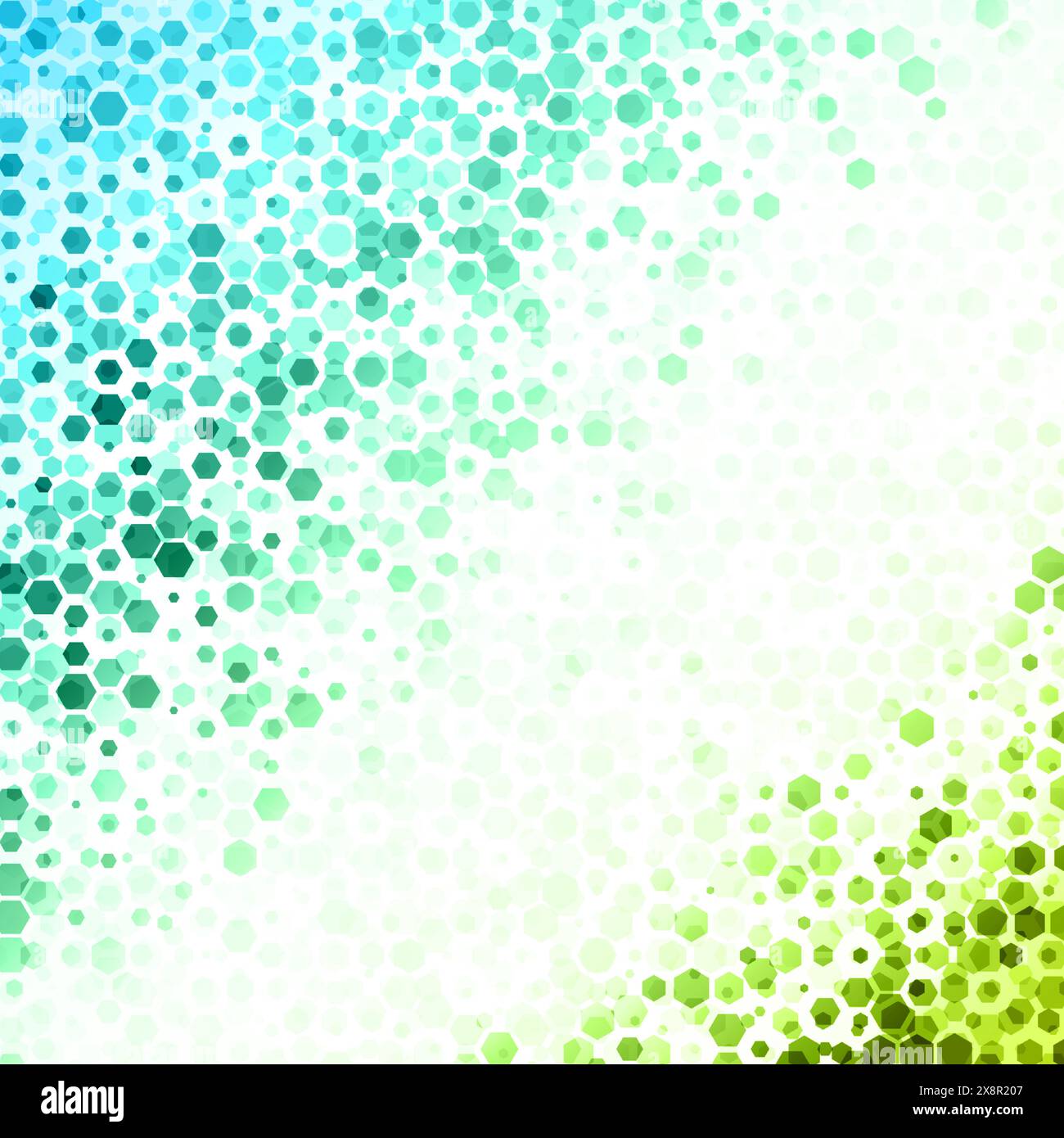 A vibrant hexagonal pattern in various colors, including blue, green, and yellow, displayed on a clean white background. Stock Vector
