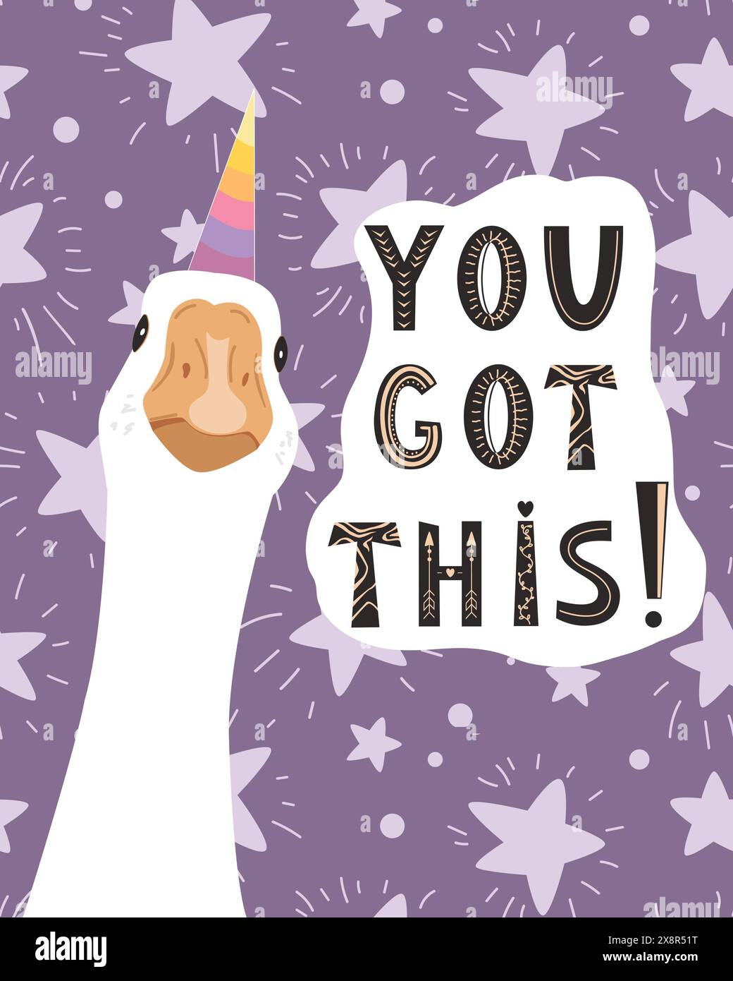 White goose head with unicorn horn and You got this lettering lettering ...