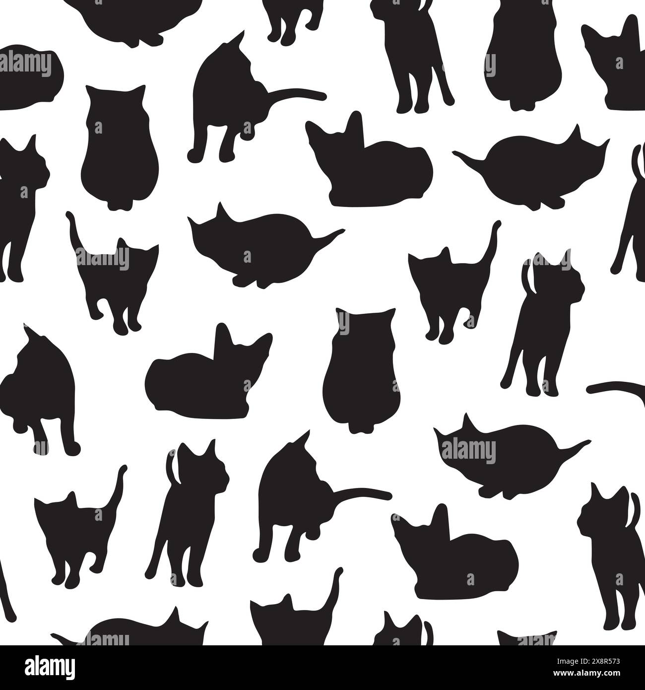 Cat silhouette seamless background Stock Vector Image & Art - Alamy