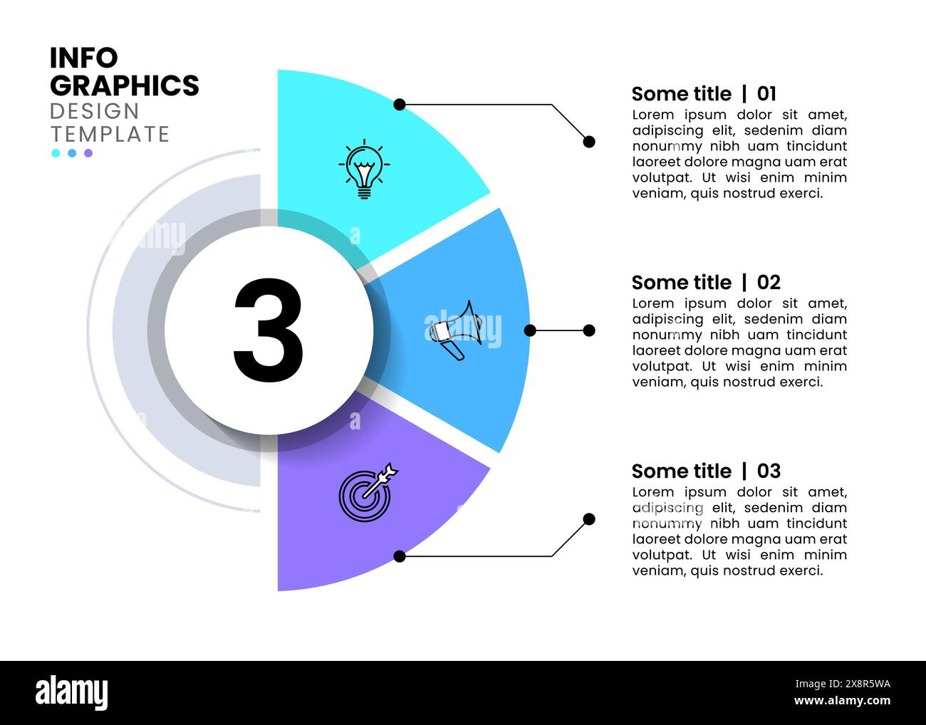 Infographic template with icons and 3 options or steps. Semicircle. Can ...