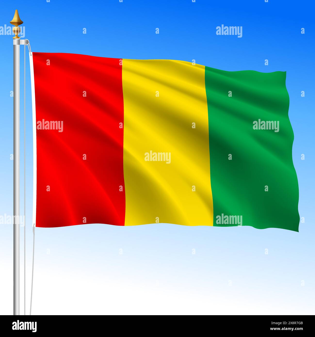 Guinea, official national waving flag, african country, vector illustration Stock Vector