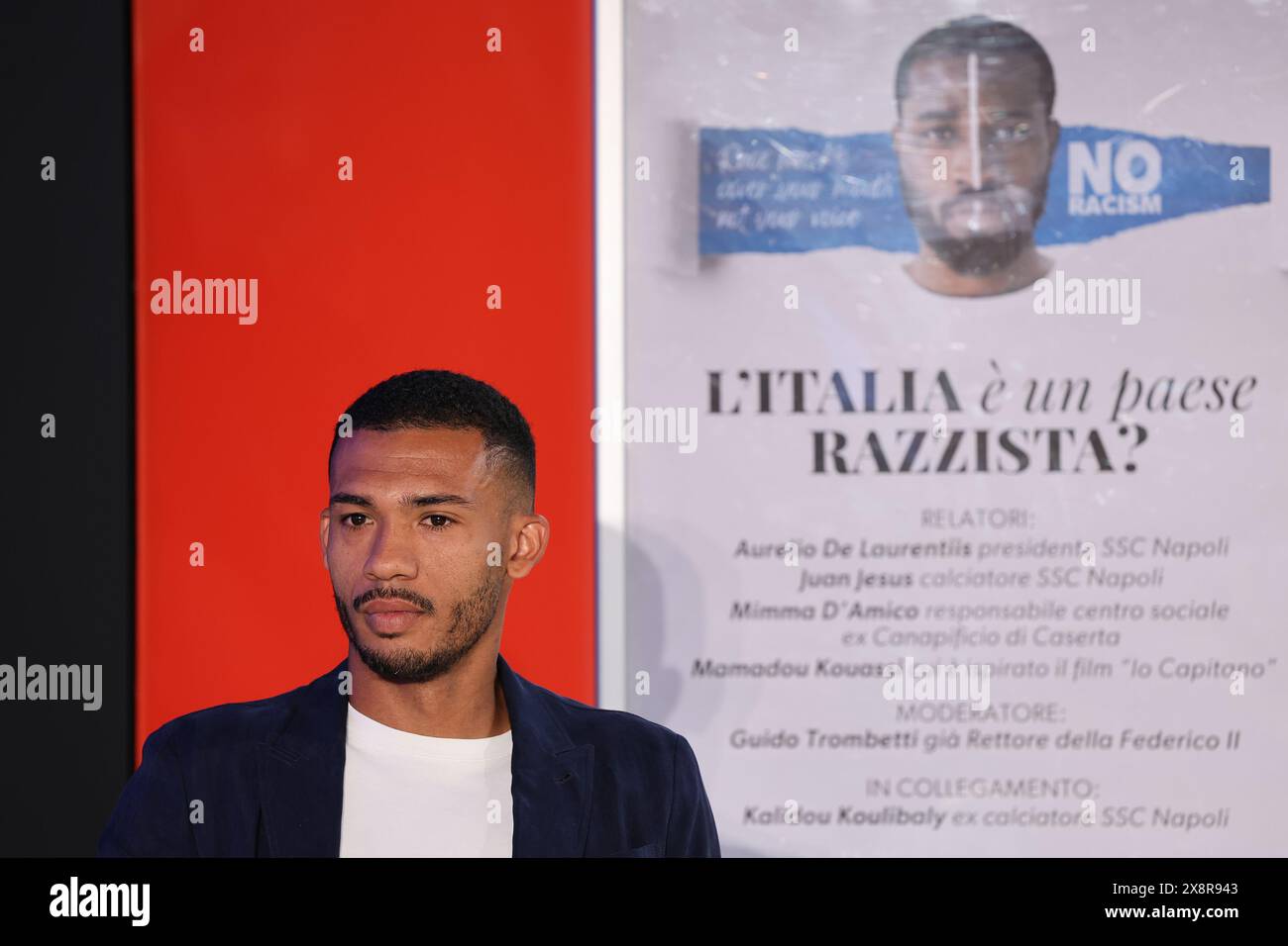 Trentola Ducenta, Italy, 27 May 2024. Football player Juan Jesus, of the Naples football team, during the conference 'Is Italy a Racist Country?'. Credit: Marco Cantile/Alamy Live News Stock Photo