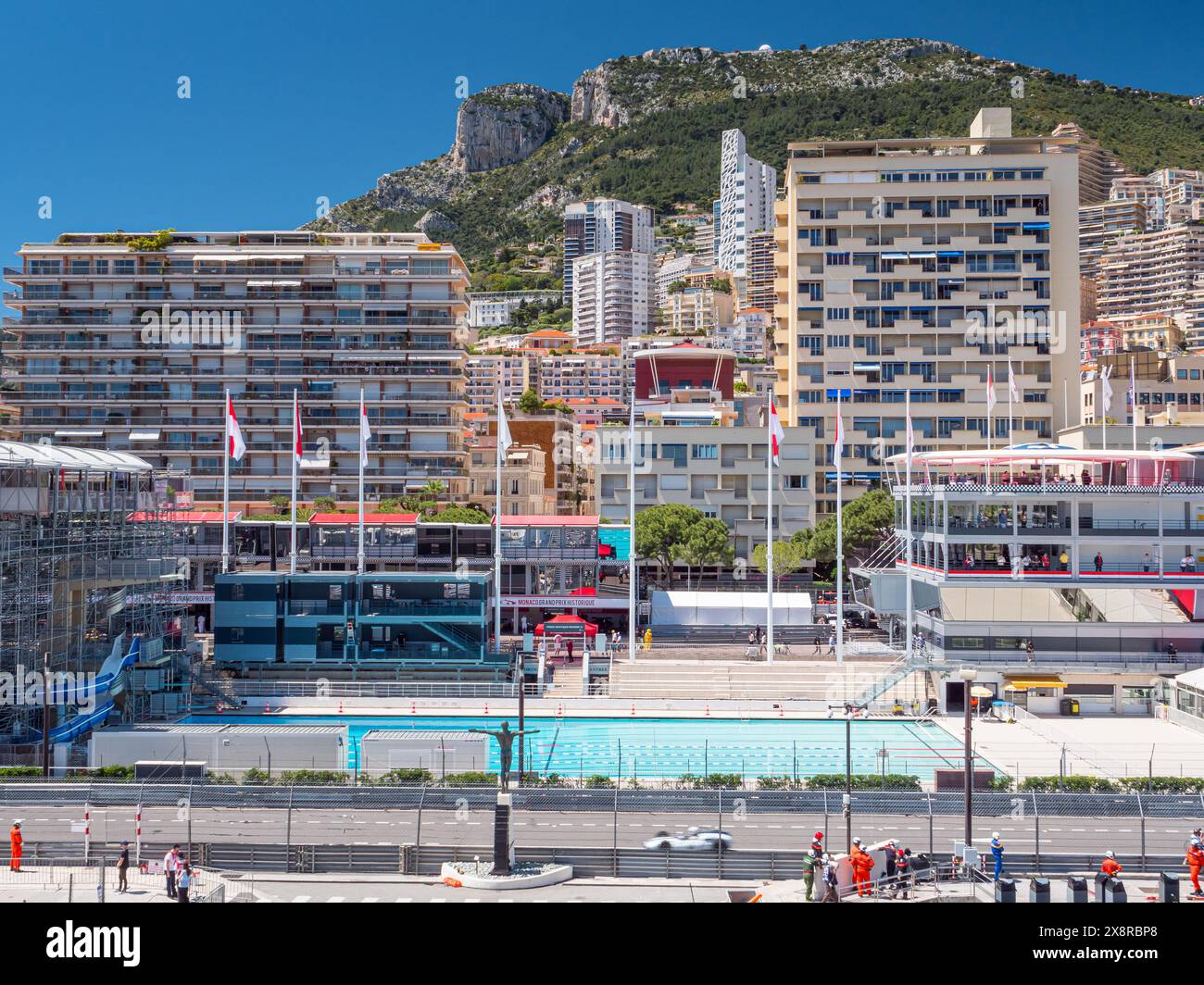 The swimming pool beside the Monte Carlo racing circuit during the ...