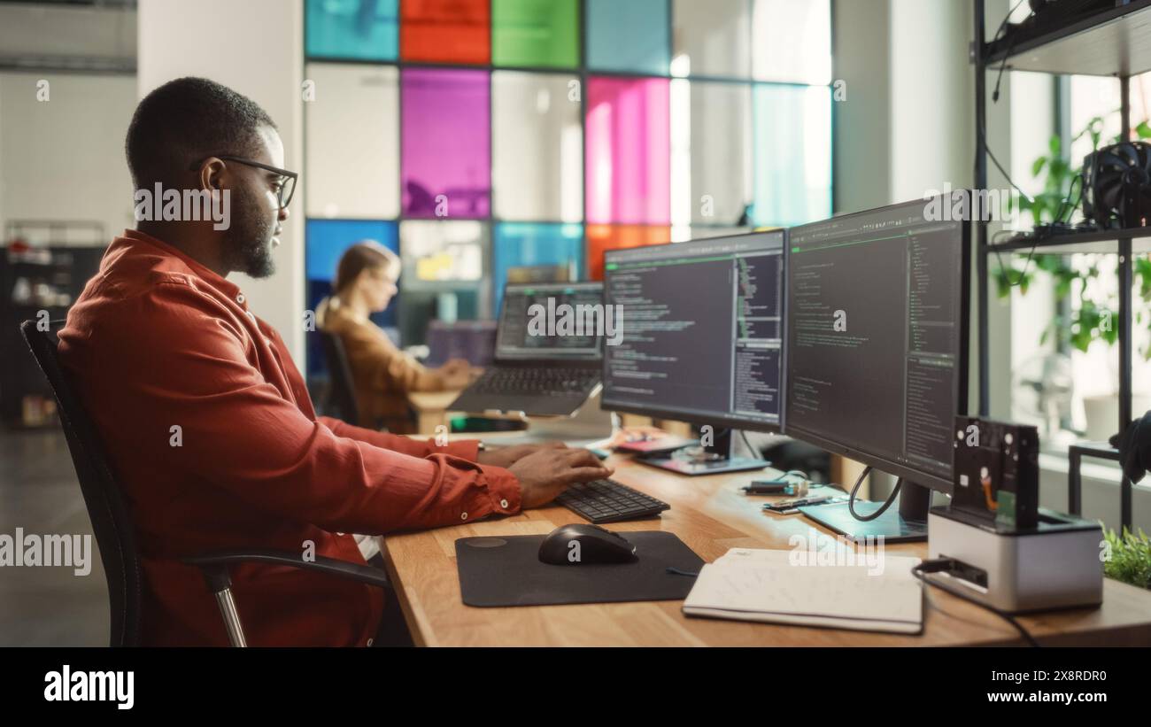 African american male technician coding hi-res stock photography and ...