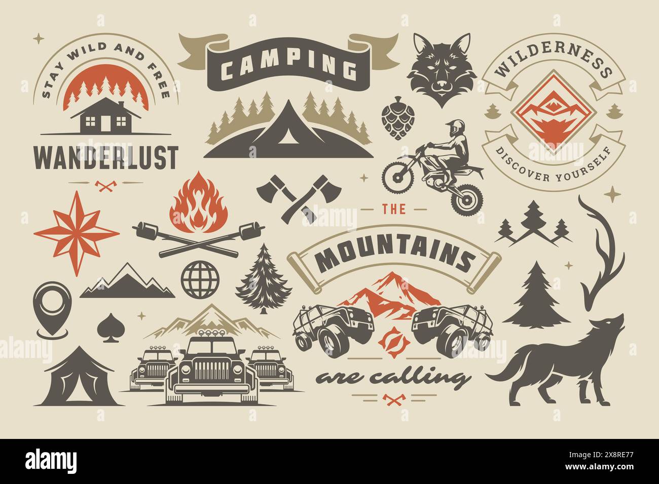 Moto camping Stock Vector Images - Alamy